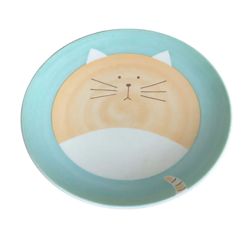 Ceramic Pig Cat Graphic Plates Cat food dishes Plates Whimsical